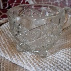Pressed Glass Footed Creamer - Clear Cut Pattern